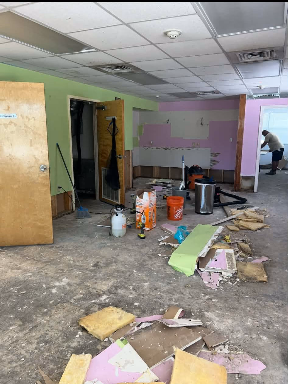Water-damaged drywall and insulation removed from the walls of the Pine Manor association building in Fort Myers